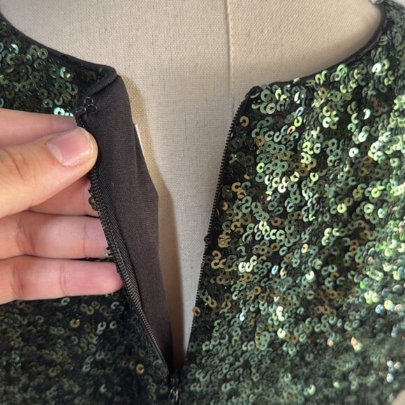 “Belle” Badgley Mischka Emerald Sequin Mini Formal Dress size 14 - Picture 8 of 10